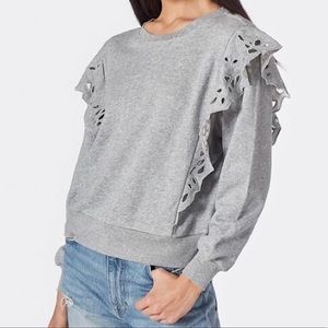 Joie Gray Side Ruffle Sweatshirt